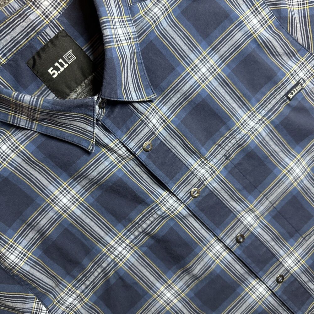 5.11 TACTICAL Blue Snap Button Short Sleeve Shirt Men's Size S Small